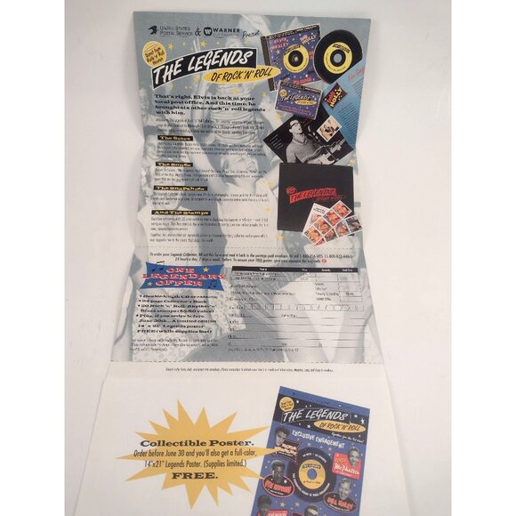 Elvis Presley Legend Rock N Roll Advertisement Ad Stamp Book CD Cassette Poster - Picture 2 of 4